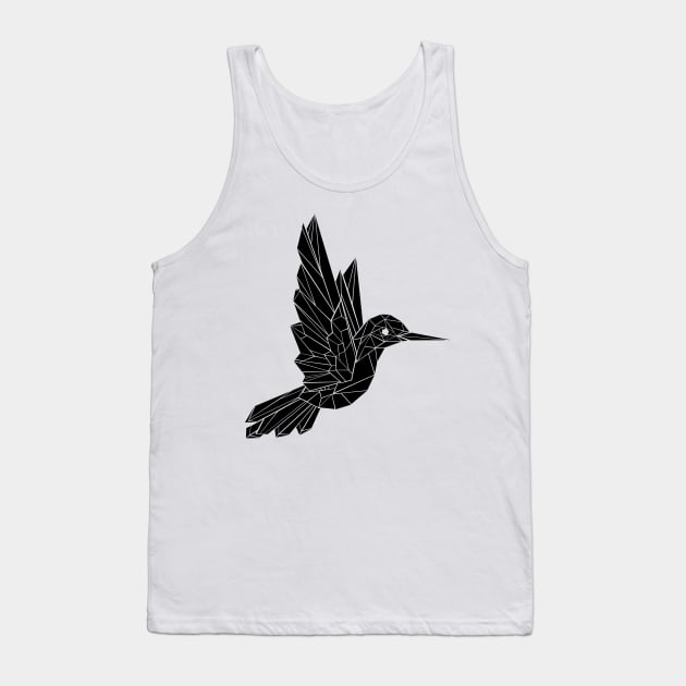 Black Polygonal Hummingbird Tank Top by Blackmoon9